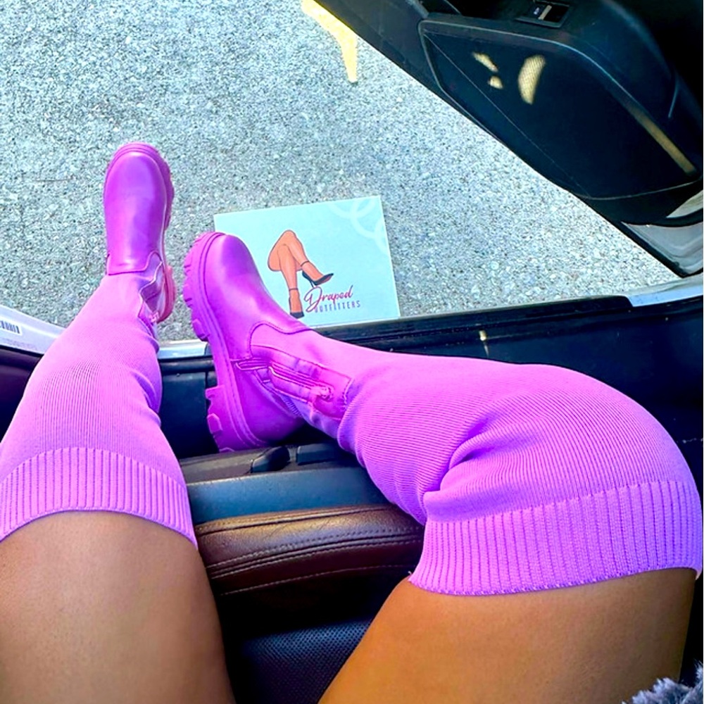 Purple Knit Boots